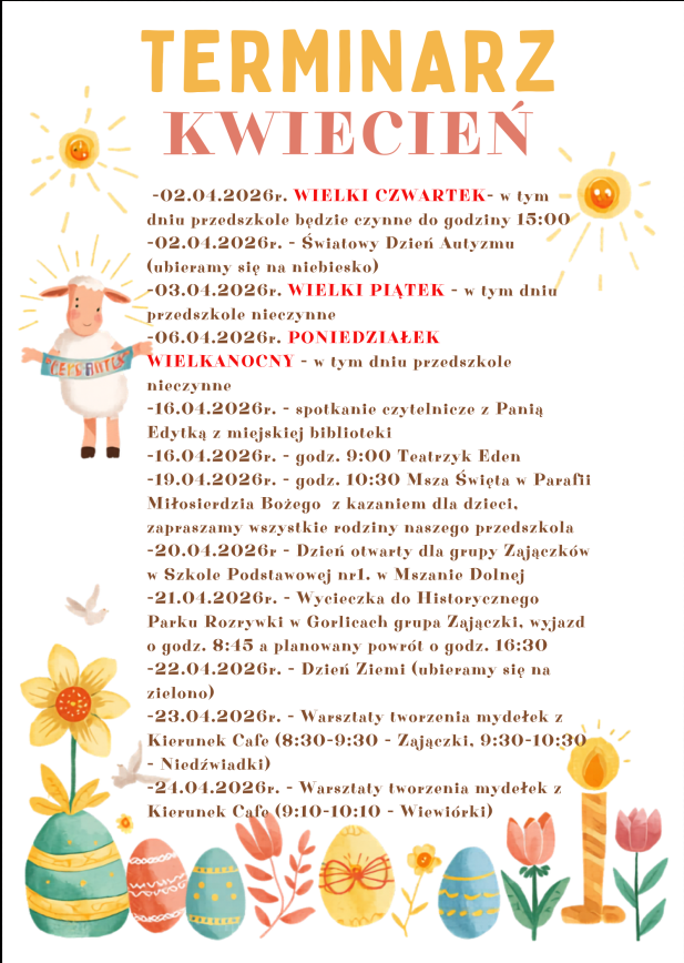 terminarz kwiecień