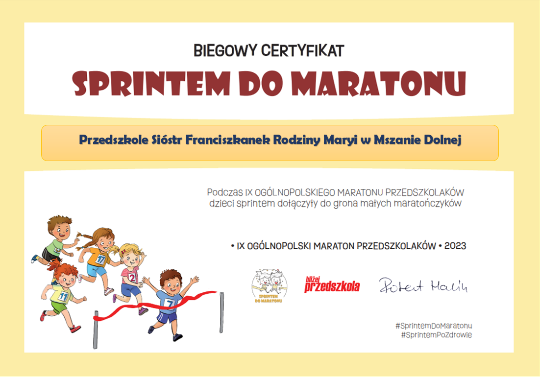 Sprontem do Maratonu certyfikat